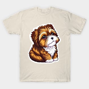 A Brown Havanese Puppy with Golden, Cream & White Highlights T-Shirt